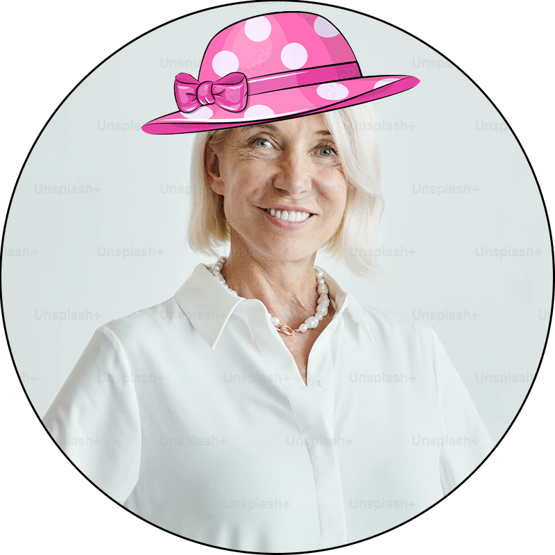 Portrait Melanie Mesmer mit pinkem Hut